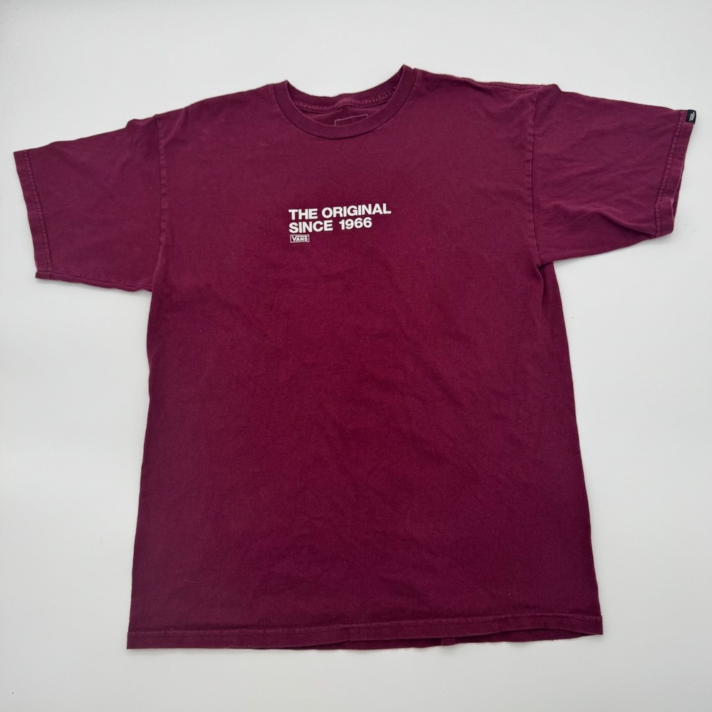 Vans Off The Wall The Original Since 1966 Graphic T-Shirt Maroon Burgundy Mens M